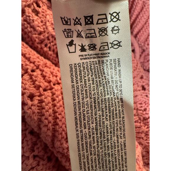 MANGO NWT Open Crochet Knit Halter Neck Pink Maxi Dress Size 8 - Picture 9 of 10